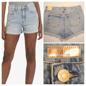 KUT From The Kloth Jean Shorts Sz 10 High-rise Jane Sewn Raw Cuff Lt. Wash NWT